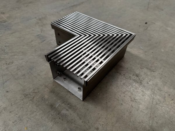 Stainless steel linear drain 90 mm deep passing car corner