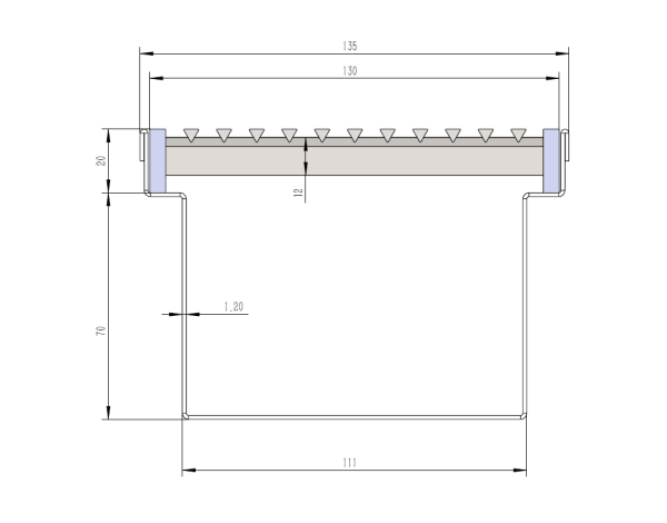 Stainless steel linear drain 90 mm deep passing car drawing
